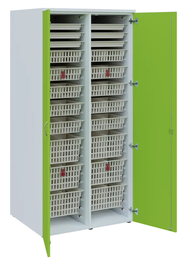 EUROMEDICA D - 90 ABS skříň léková boxová, 2-dveřová, 1950x900x735, korpus bílý, dvířka jarní zeleň